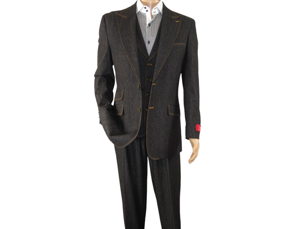 Buy chouyatou Men's Notch Lapel Vintage Style Denim Suit Blazer Jacket  Sport Coat (X-Large, Grey) at Amazon.in